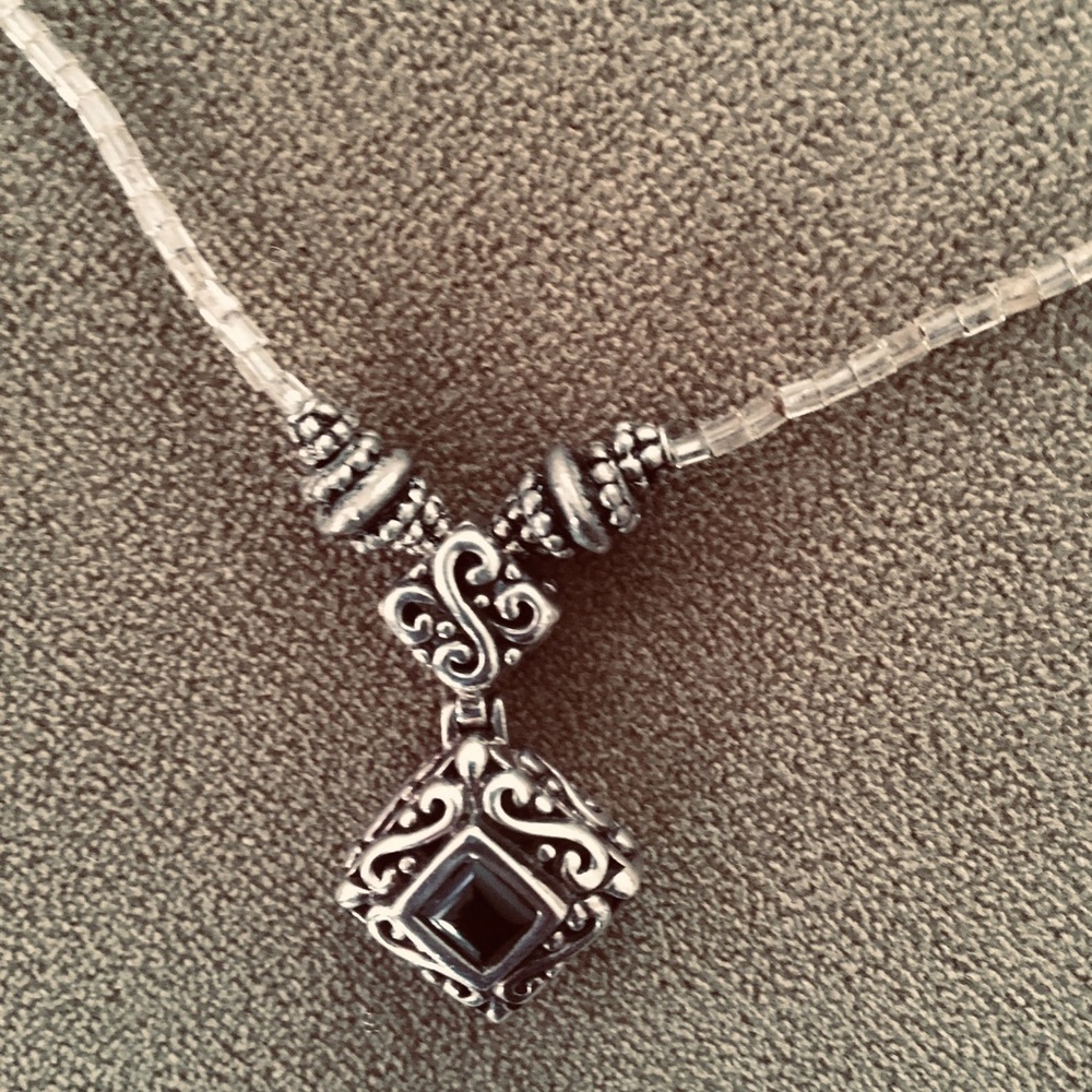 Sterling Silver and Onyx Necklace